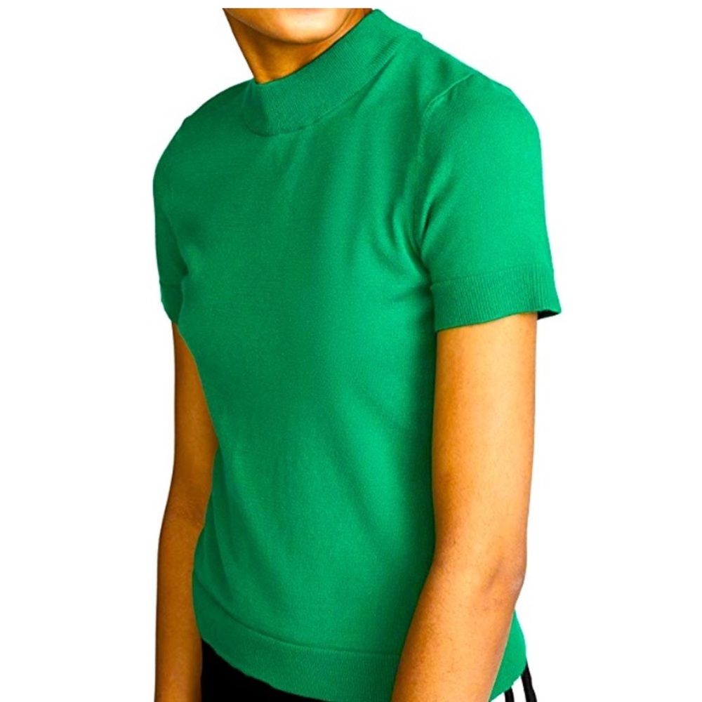 Milly mock neck top in emerald green size Large